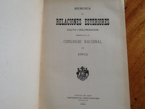 Memoria Relaciones Exteriores Colonizacion Eliodoro Yáñez 