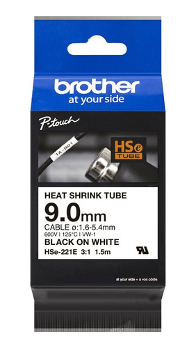 Cinta Brother Hse-221e Termocontraible (9.0mm X 1.5 Mts) Color Blanco