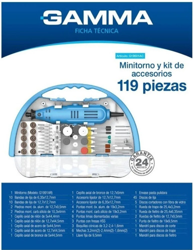 Imagen 3 de 9 de Minitorno Gamma 130 W Con Kit 119 Accesorios - G19501ac