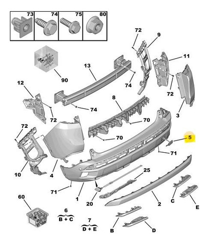 Tapa Gancho Remolque Peugeot 3008 P84e Tras. Original