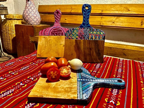 Tabla De Madera Pintada A Mano Para Picar O Servir Queso/car