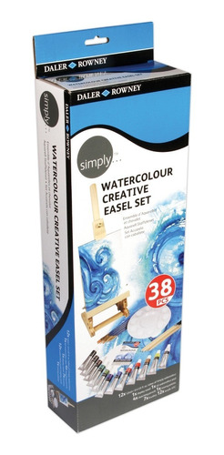 Kit Aquarela Daler Rowney Simply Com Mini Cavalete 38 Peças