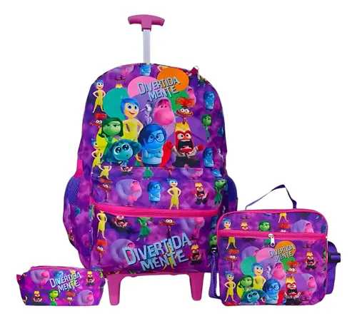 comprar Kit Mochila Divertidamente 2 Roxa Rodinhas Lancheira Estojo