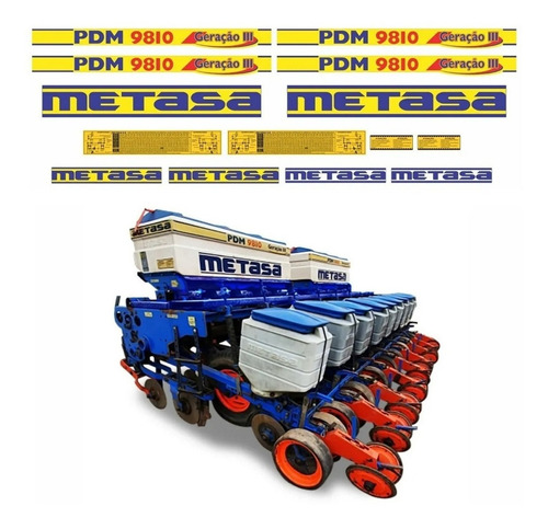 Kit Completo Adesivos Plantadeira Metasa Pdm 9810 19887 Cor Amarelo