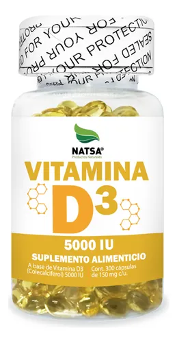 Vitamina D3 5000 UI 300 caps, Refuerza sistema Inmune, Calcio par...