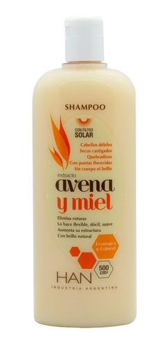 Imagen 4 de 9 de Shampoo Han Avena Y Miel 500ml Apto Método Curly