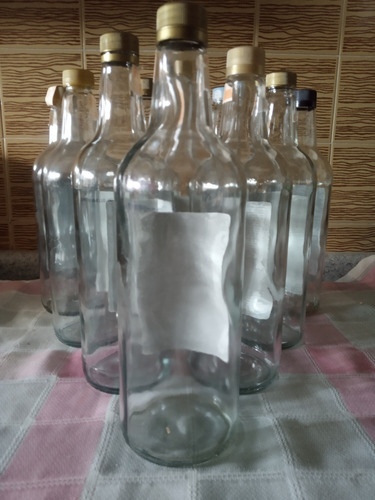 Botellas De Vidrio De 1 Litro , Lote 12 Piezas 