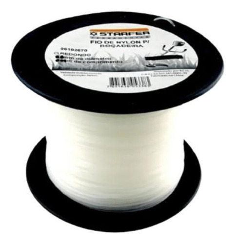 Fio De Nylon Para Roçadeiras 1,6mm X 430m Bobina - Branco