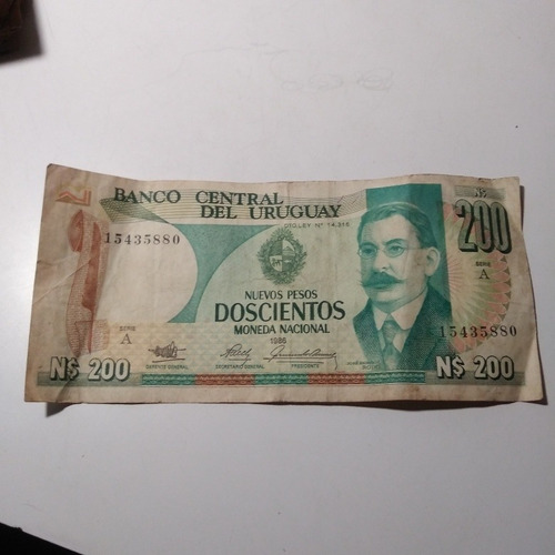 Billete 200 Nuevos Pesos Uruguayos Año 1986, Leer Descripció