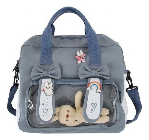 Hermosa mochila japonesa kawaii para mujer bandolera color azul