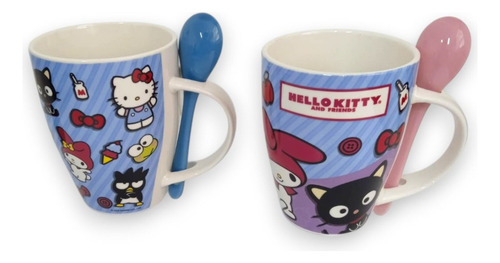 Juego De Dos Tazas Hello Kitty And Friends Porcelana 310 Ml