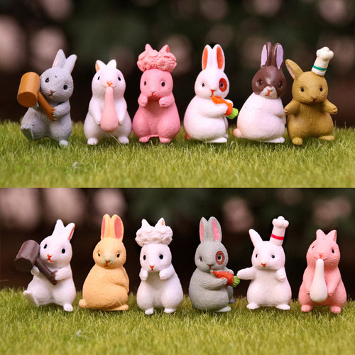 A 12 Piezas Conejitos En Miniatura Jardín De Hadas