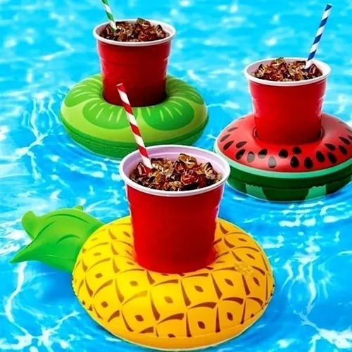 Flotador Inflable Bebidas Frutas 16cm Porta Vaso X 25 Unidad