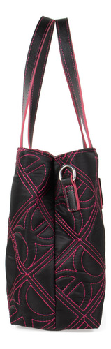 Bolsa Satchel Cloe Para Mujer Textil Color Magenta Color Negro
