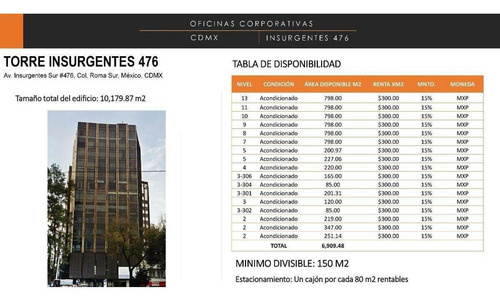 Imagen 1 de 1 de Torre Insurgentes 476 - Roma Sur 798m2 , $300