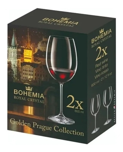 Set X2 Copas Cristal Bohemia Copon Vino Degustacion 600 Ml