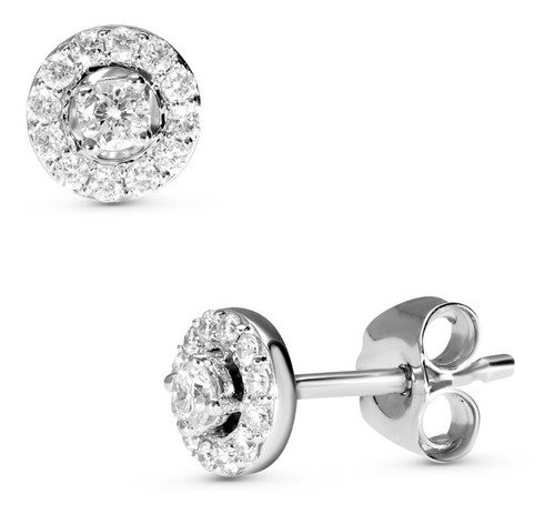 Broqueles De Oro Blanco 14k Con 20ptspts De Diamante