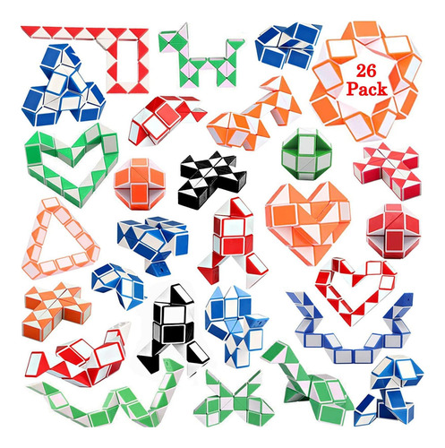 Paquete De 26, 24 Bloques, Fidget Snake Cube, Mini Rompecabe