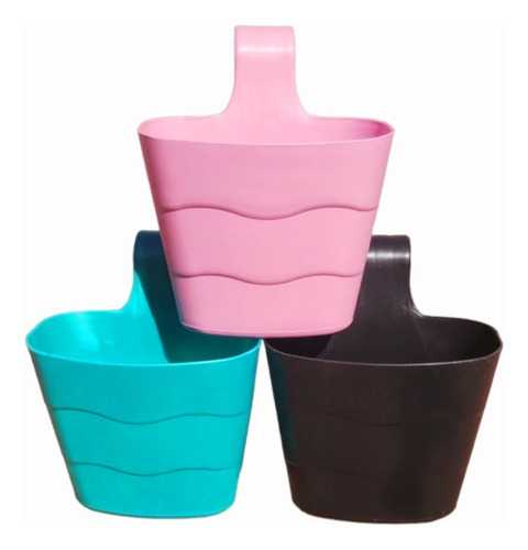 Imagen 1 de 4 de Maceta Balconera Colgante Plastica Balcon Colores Pack X 3