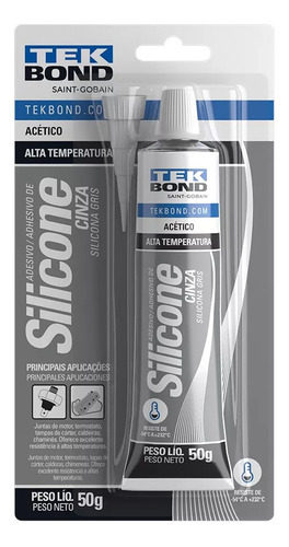 Cola Silicone Alta Temperatura Automotivo Cinza Tek Bond 50g