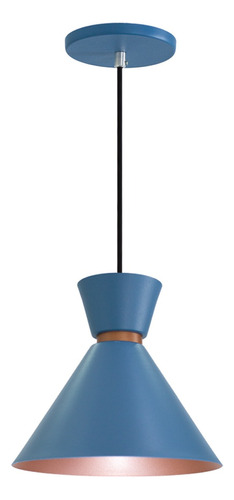 Pendente Lustre Luminária Berlim 23cm Azul Iluminar Ambiente