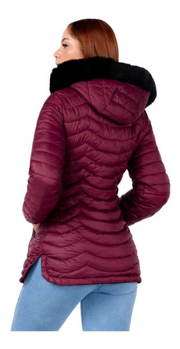 Parka Reversible Mujer By Indra Color Negro Con Vino