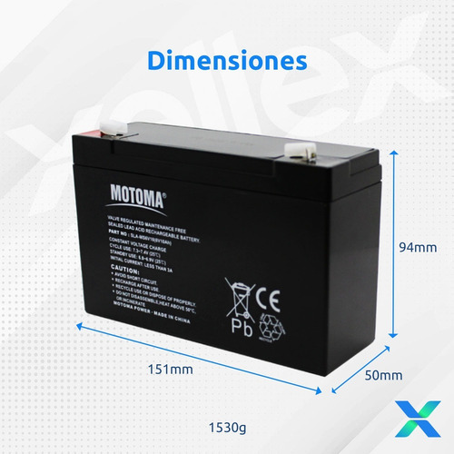 Imagen 2 de 8 de 1 X Bateria Recargable 6v 10ah Motoma Selladas San Martin