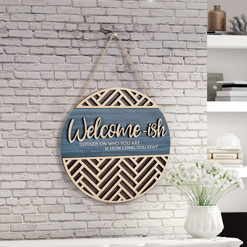 Placa Colgante De Bienvenida En 3d Para Decoración De Pared