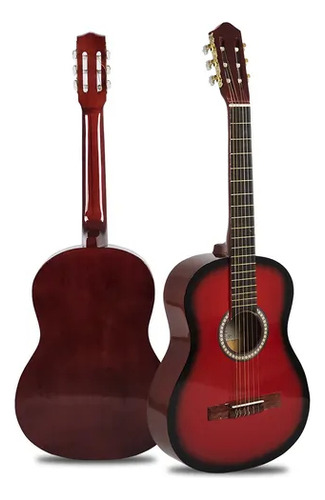 Guitarra Criolla Clasica Calidad Superior Funda Pua Color Rojo 4/4 Grande Orientación Diestro Unplugged Music
