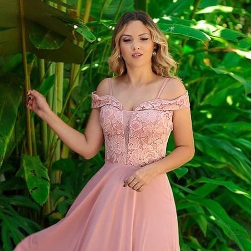 Imagem 2 de 6 de Vestido Festa Rose Madrinha, Casamento Formatura Luxo Brilho