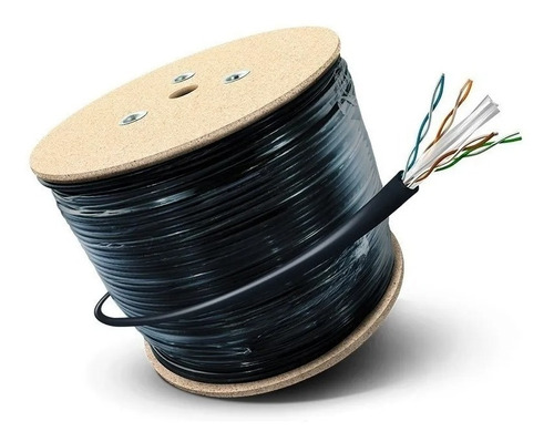 Cable Utp Cat5 Exterior 300 Metros 80% Cobre Stc Color Negro
