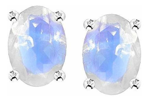 Natural Moonstone Pendientes Plata De Ley 5x7 Mm Pernos Pris