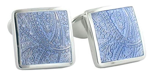 David Donahue Light Blue Paisley Gemelos Silver One Size