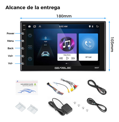 Autoestéreo Gearelec 9007232K Carplay led cam audio para automóvil