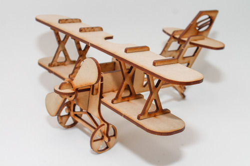 Maqueta Encastrable Avión Biplano 22 Cm. - Imaginarte Láser Madera