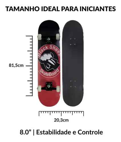Skate Completo Semi Profissional Black Sheep Montado Rodas Branca