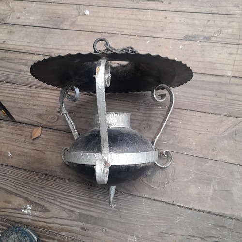 Imagem 2 de 10 de Lustre Antigo Ferro Feito A Mão Rústico Medieval Restauro
