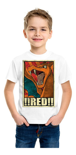 Playera Infantil Charizard Vintage Red Anime Manga Japonés