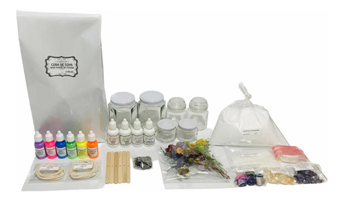 Kit Velas De Intención. Cera De Soya + Curso + Cuarzos. Med.