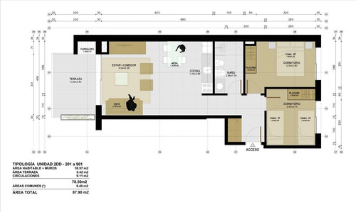 Imagen 10 de 12 de Apartamento Dos Dorm. Contrafrente