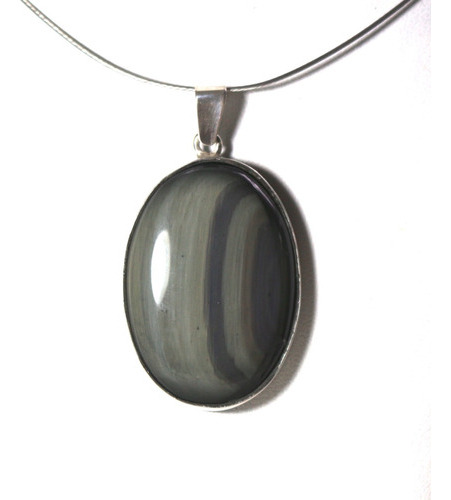 Dije De Obsidiana Arcoiris Engarzada En Plata 925 