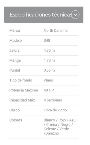 Imagen 13 de 24 de Lancha North Carolina Directo S48 Precio Dolar Oficial