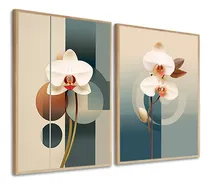 Comprar Kit 2 Quadros Decorativos Flores Orquídea Abstrato Moldura