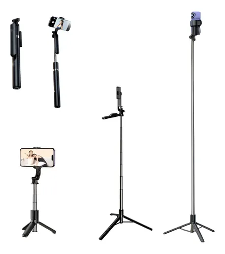 Tripé / Bastão Para Celular Portátil Até 1,70 M Com Controle Preto
