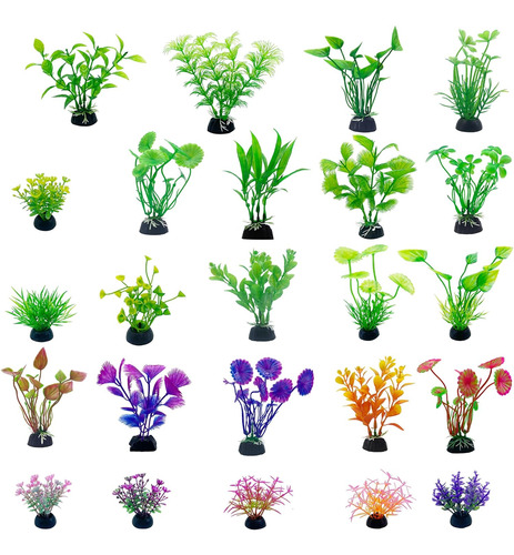 24 Plantas De Acuario Artificiales De Plástico, Plantas Real
