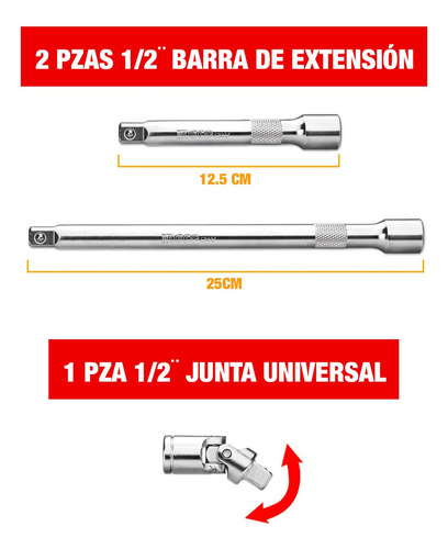 Set Juego De Dados Llave Tubo Ingco 24pcs ½'' Herramientas