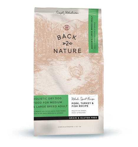 Alimento Holístico Back 2 Nature Adultos Razas Med/gde 15 Kg