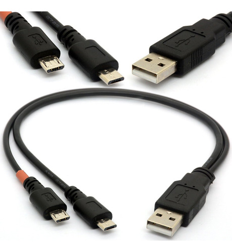 Cable Micro Usb Y Splitter Usb 2.0 A A Dual Micro B Power En