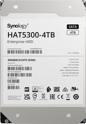 Disco Duro Synology Hat5300-4t 4TB Negro