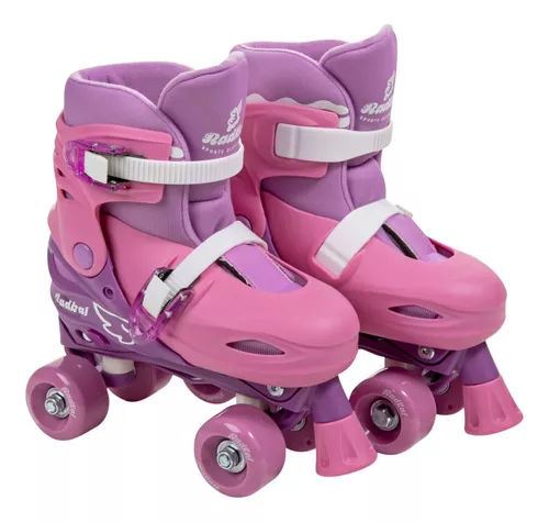 Patins Infantil Menina Quad Roller Skate Ajustável 4 Rodas